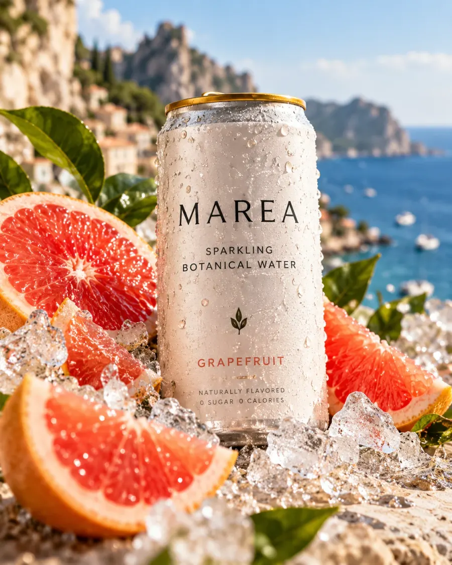Lata de bebida MAREA, una campaña ilustrativa de consumo masivo